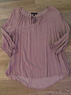 Fred David Mauve Polka Dot Peasant Blouse
